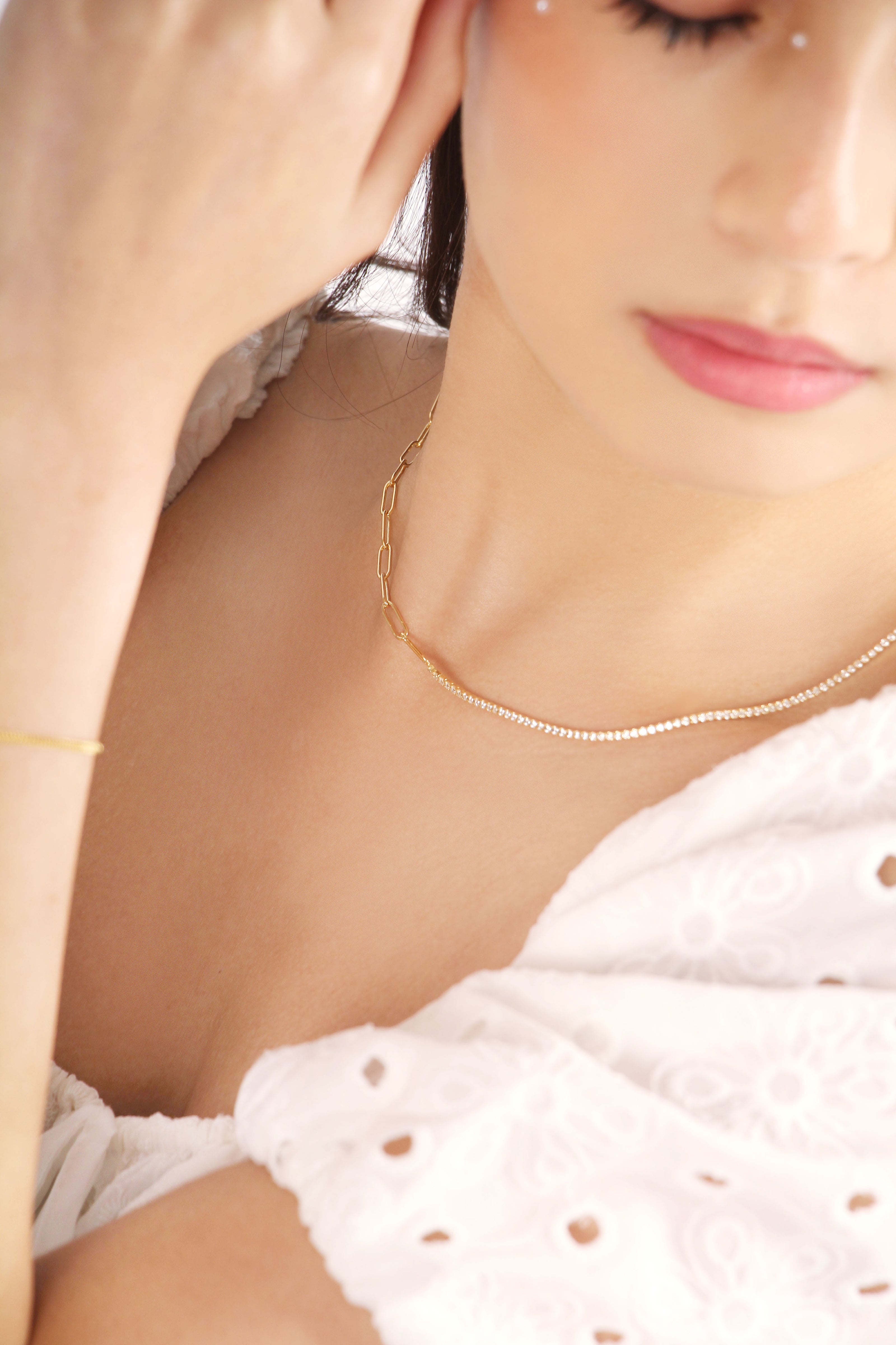 Treasure Trove Sparking Tennis Chain Necklace Rose Gold