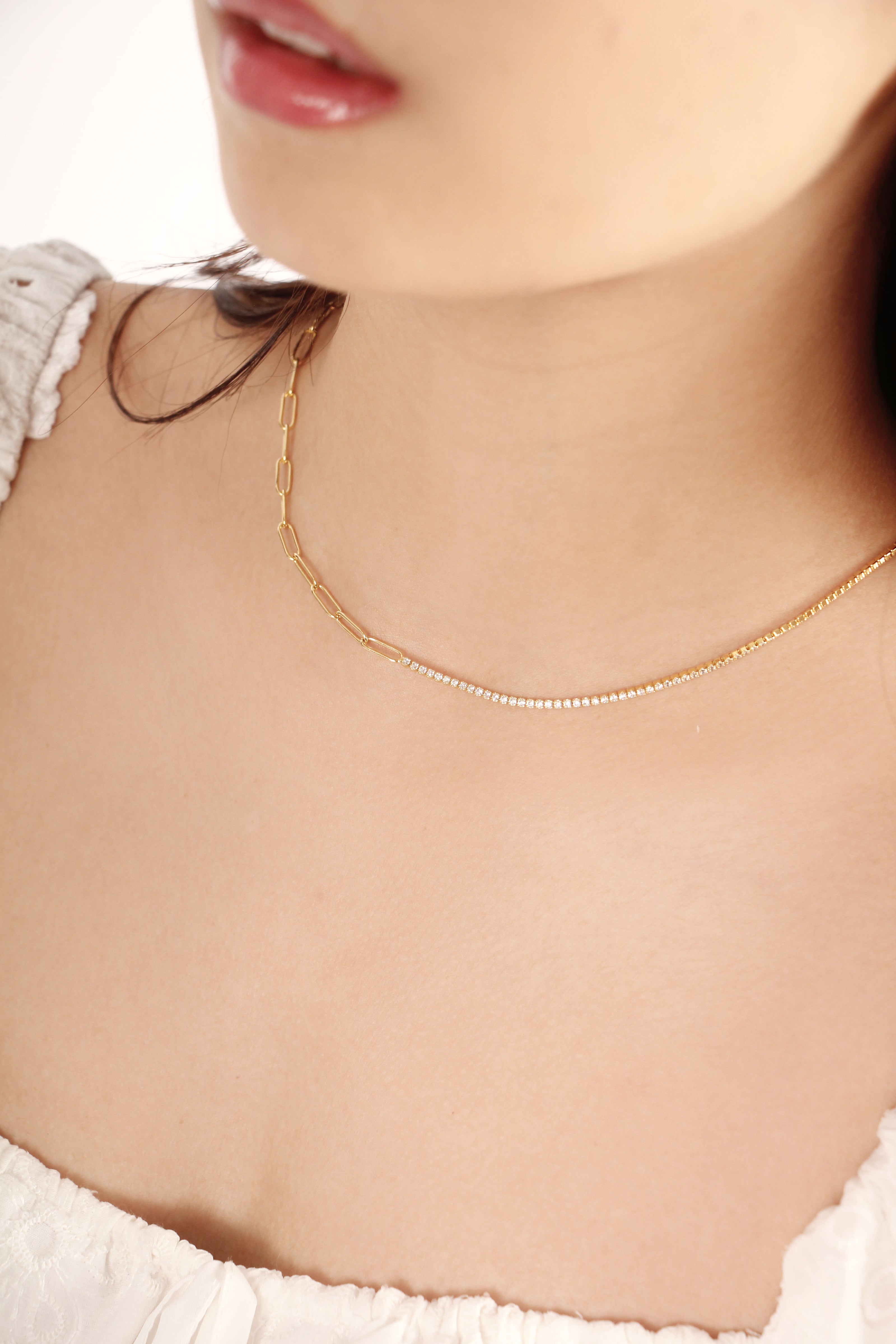Treasure Trove Sparking Tennis Chain Necklace Rose Gold