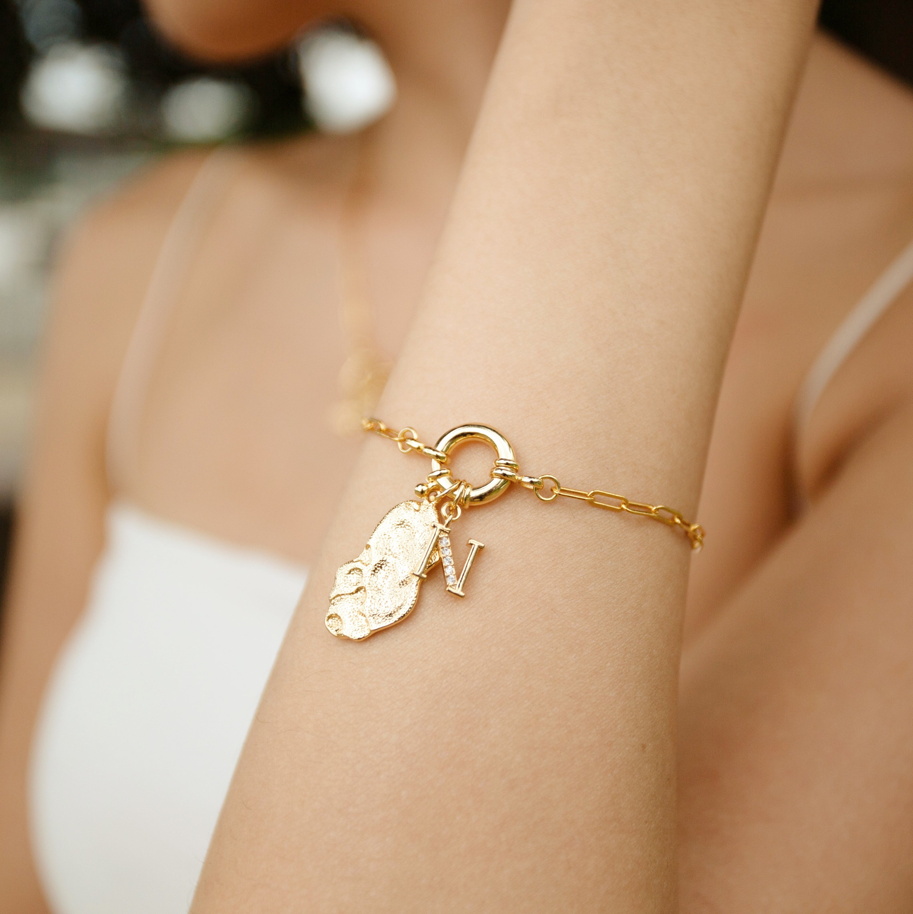 Chain Hoop Bracelet With Charm