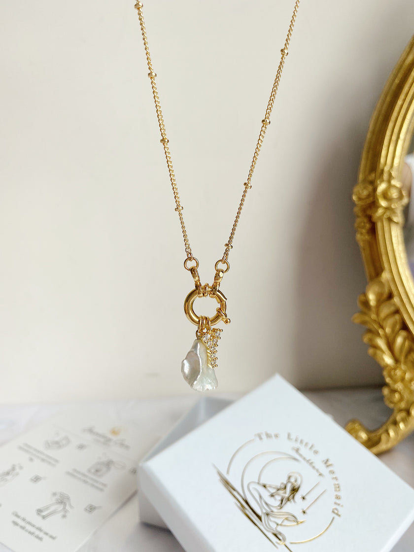 Beaded Hoop Necklace with Charm