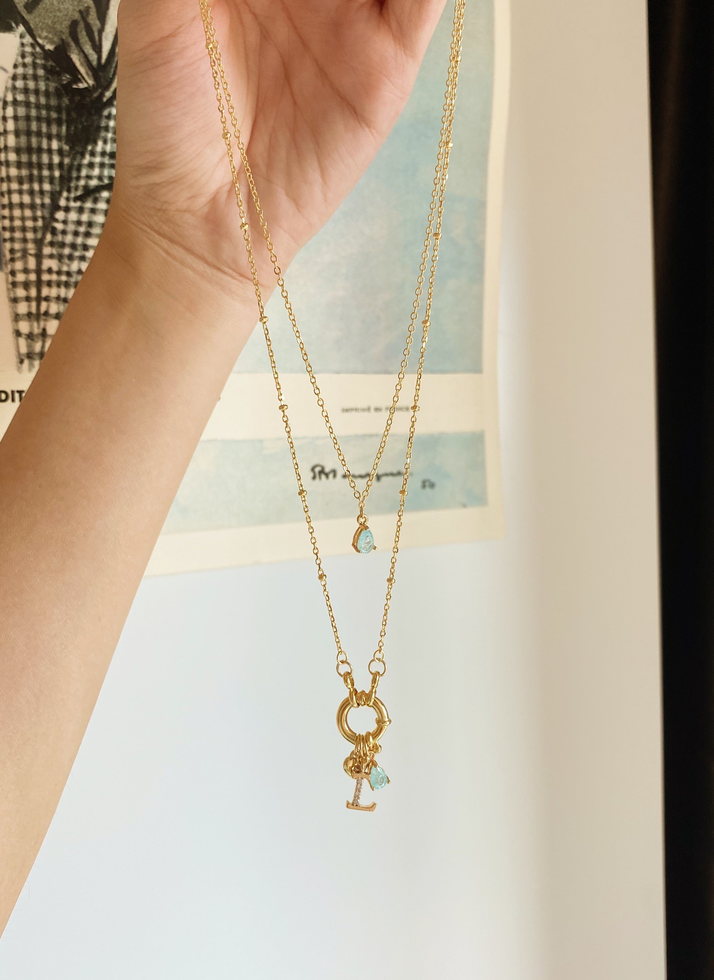 Ocean Aesthetic Initial Hoop Necklace