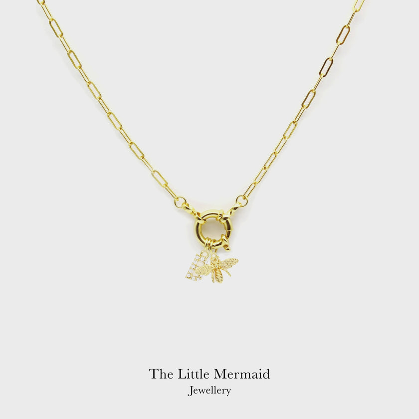 Chain Hoop Necklace with Charm