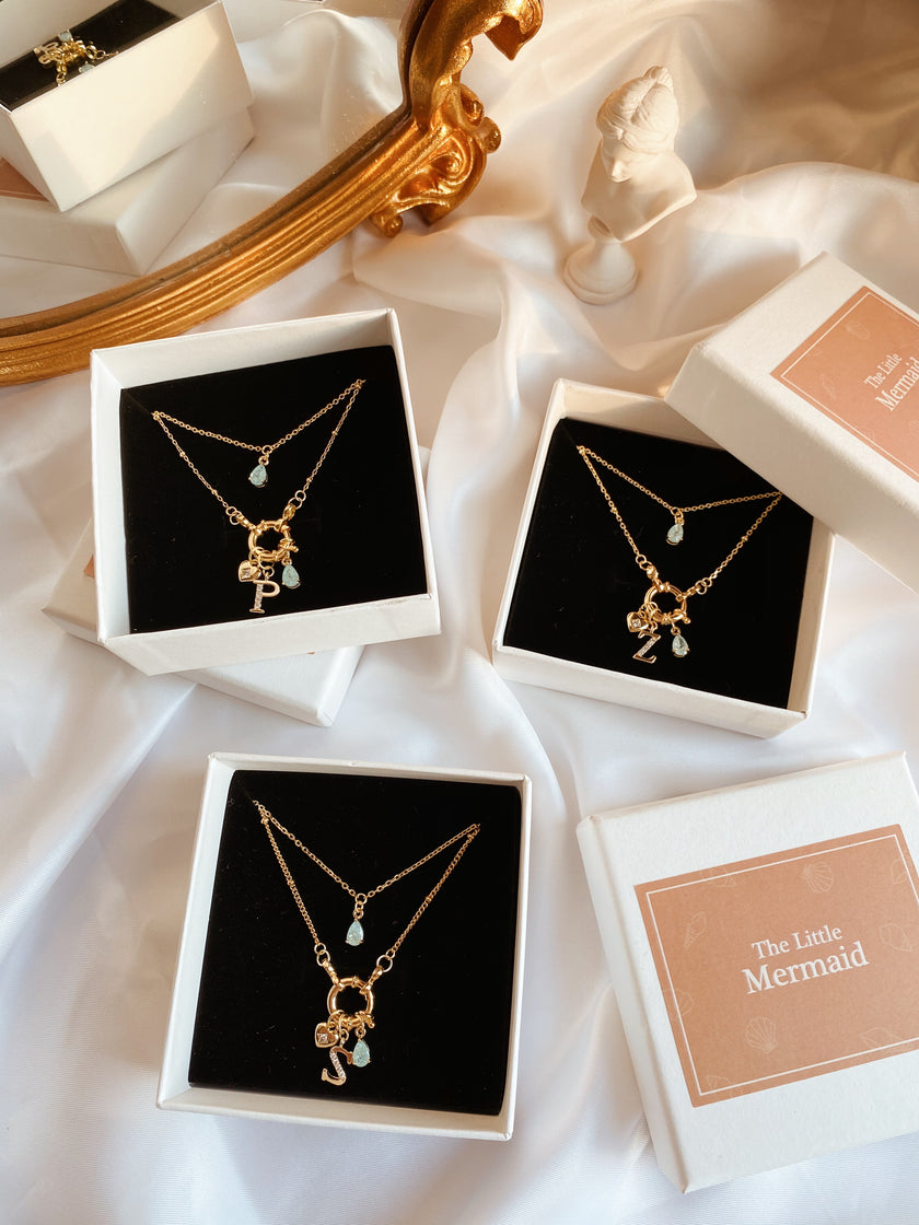 Ocean Aesthetic Initial Hoop Necklace