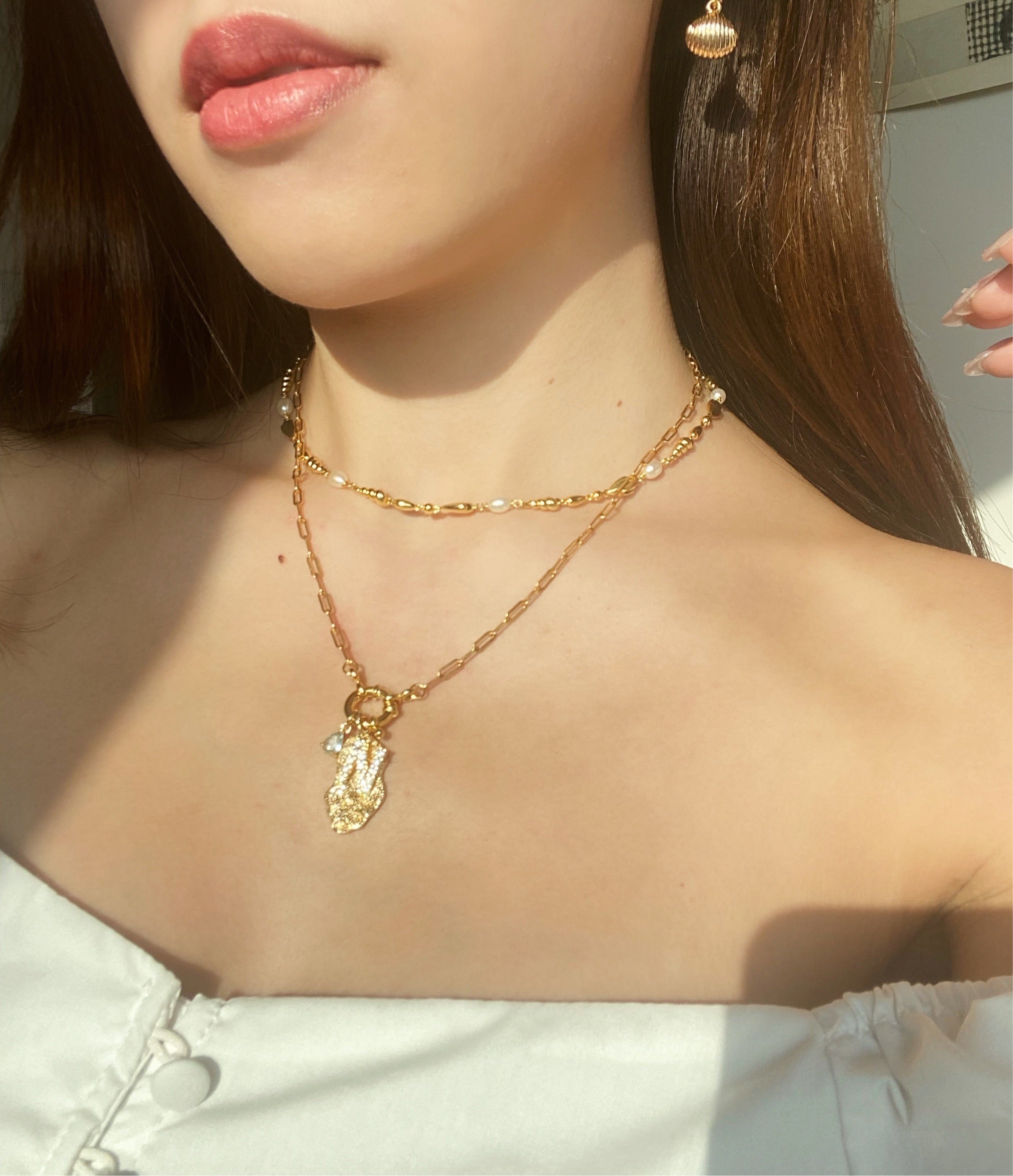 Chain Hoop Necklace with Charm