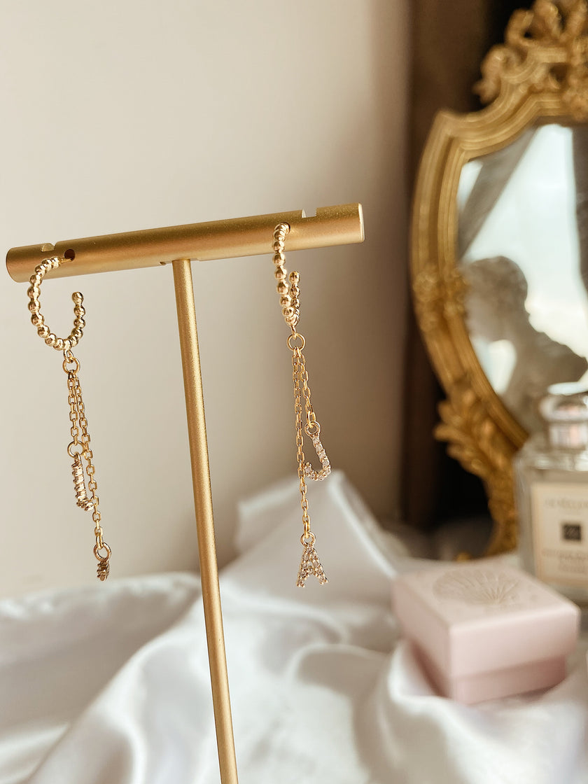 Twisted Hoop Initial Earring