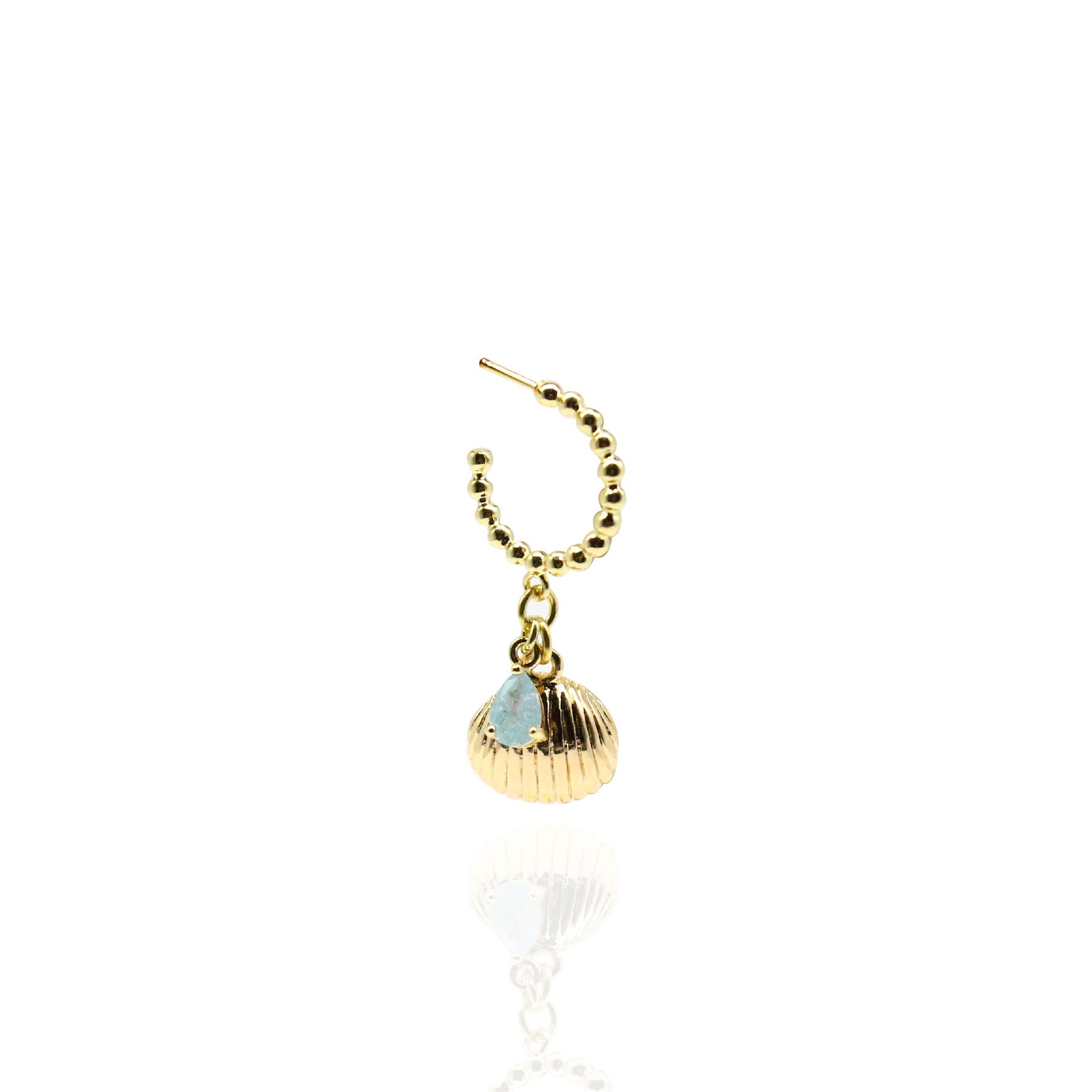 Ocean Aesthetic Shell with Gem Earring