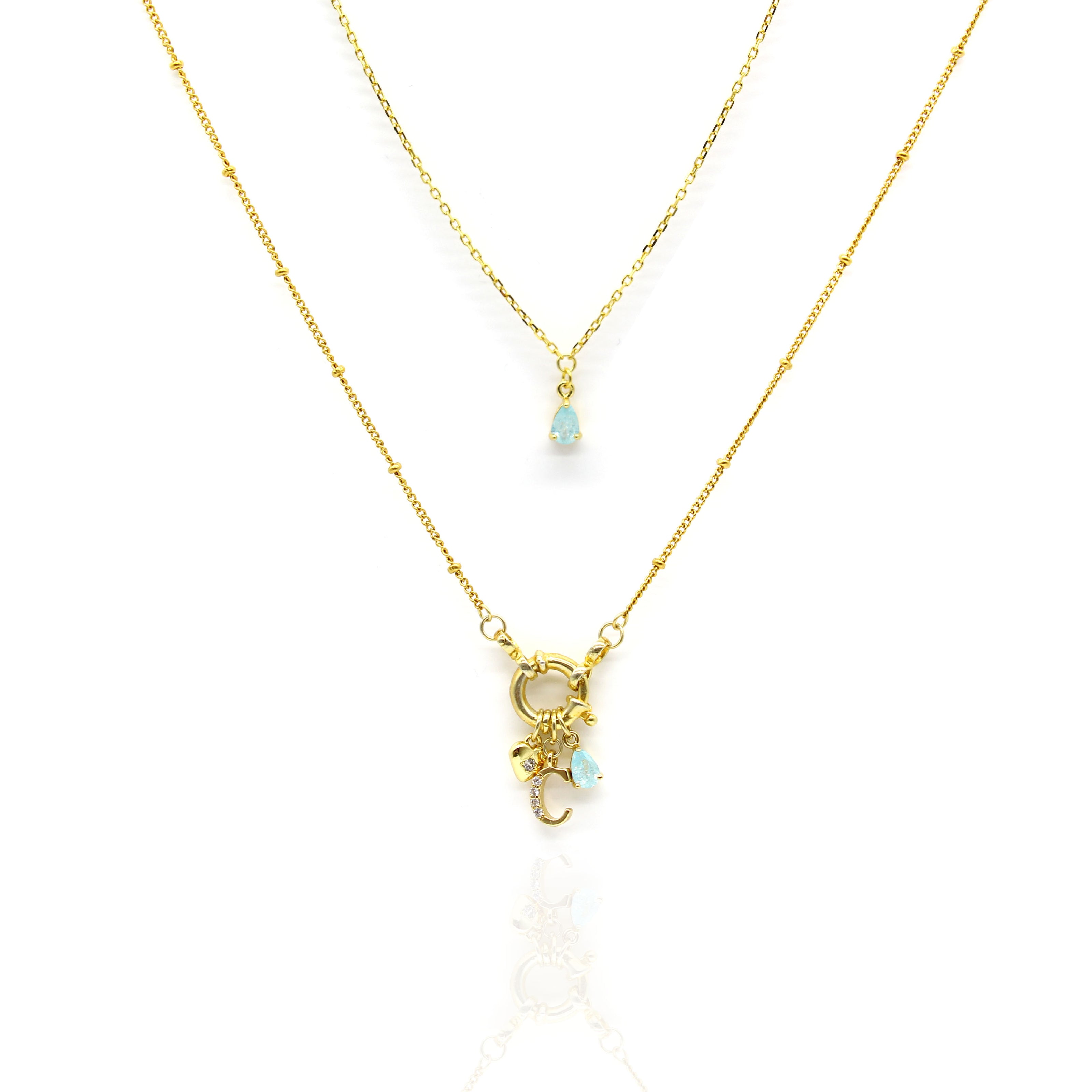 Ocean Aesthetic Initial Hoop Necklace