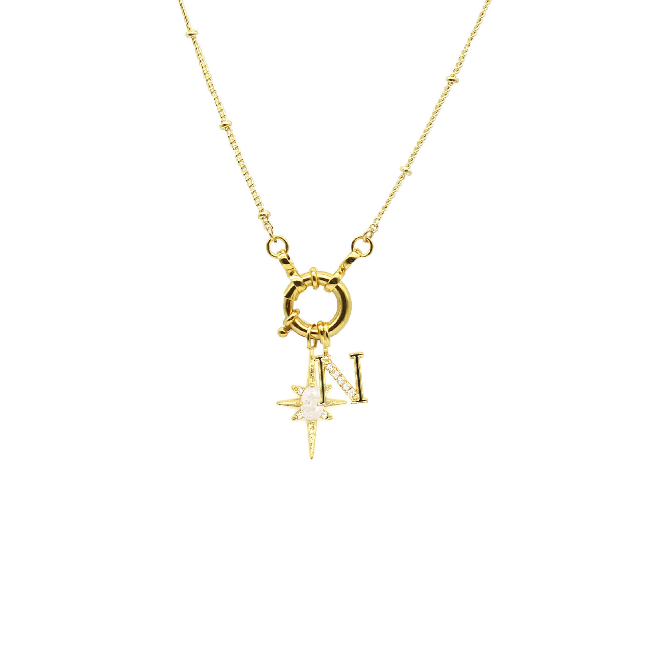 Beaded Hoop Necklace with Charm