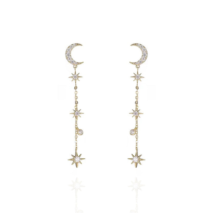 Star Moon Tassel Earrings