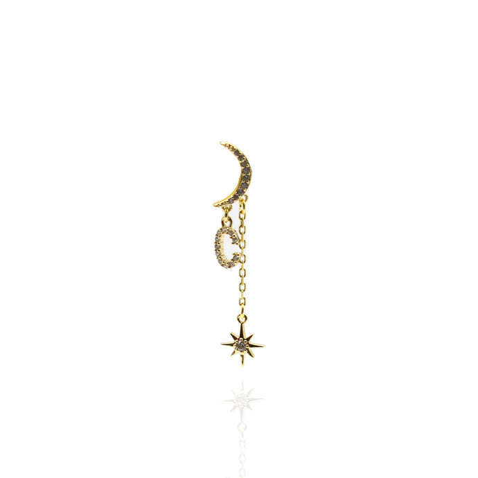 Mermaid & The Moon Initial Earring