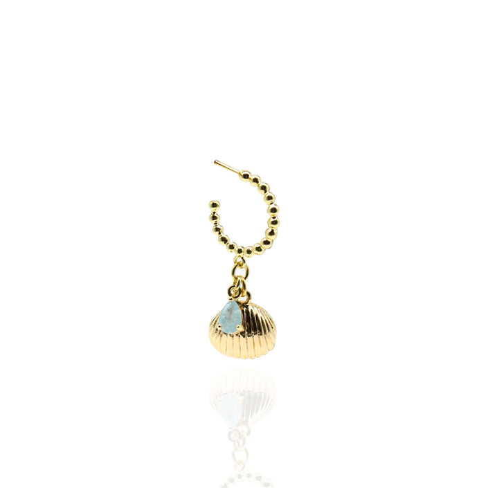 Ocean Aesthetic Shell with Gem Earring